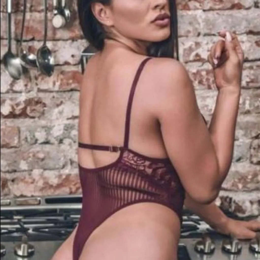 Sheer Lace Mesh Bodysuit Purple High - Image 6