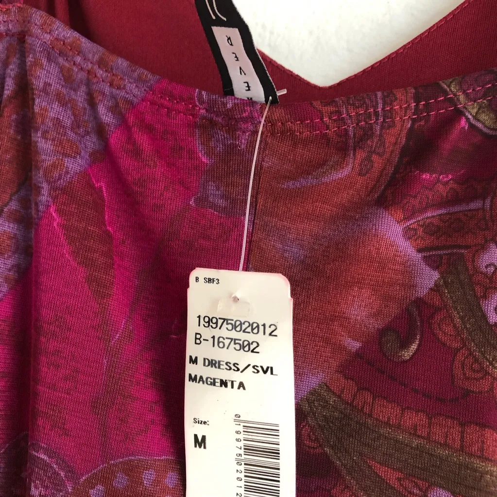 Vintage NWt Forever 21 Y2K 2000s magenta Paisley Print Sleeveless Dress Fairy - Image 5