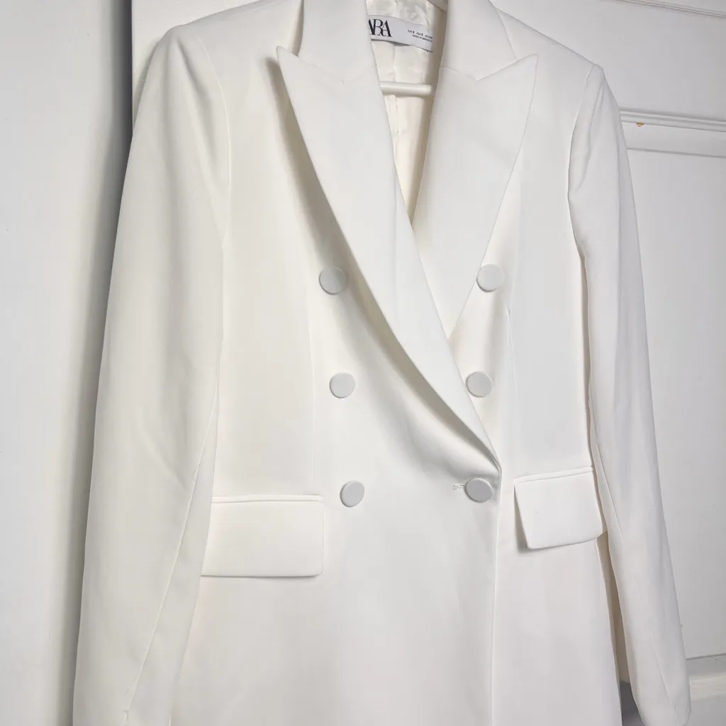 Zara White Double Breasted Blazer - Image 6