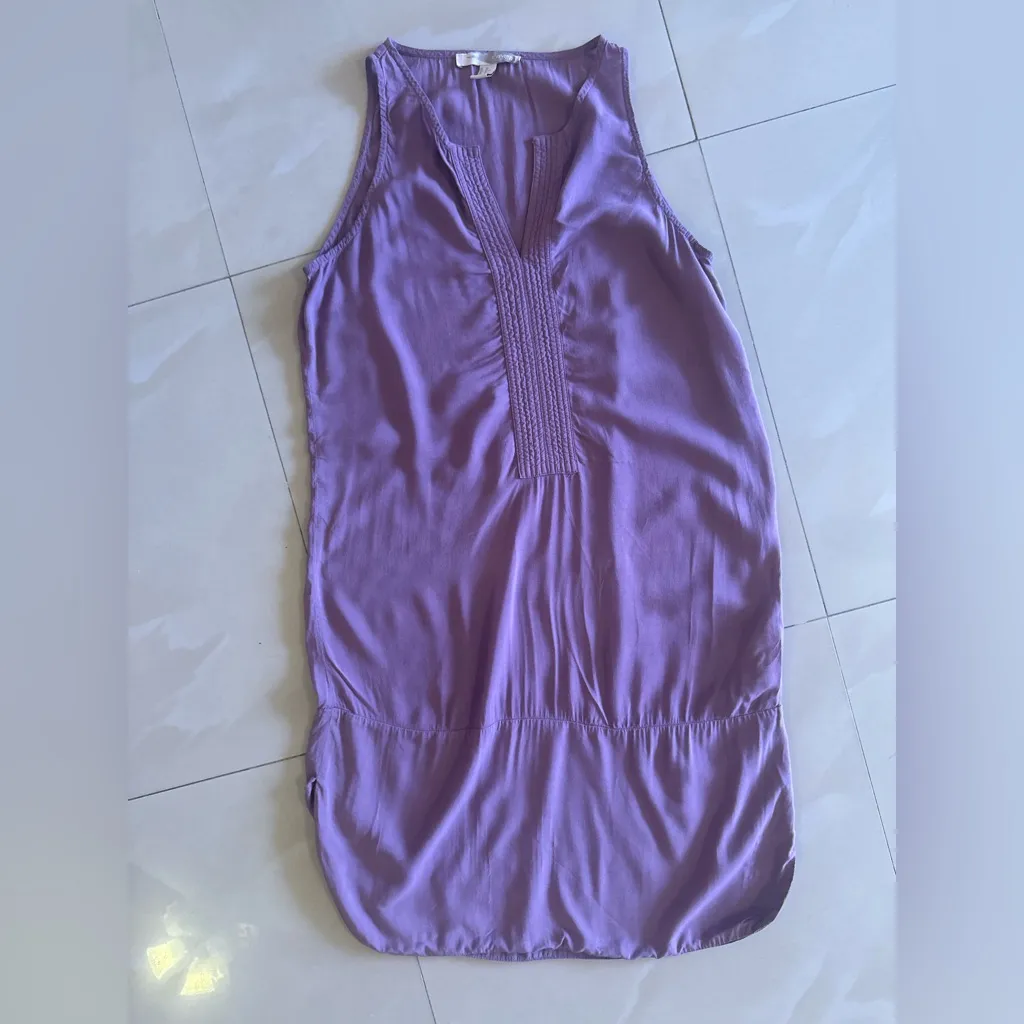 Forever 21 Drop Waist Split Hem Embroidered Neck Sleeveless Dress | Size XS Purple - Image 4