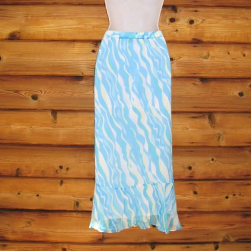 Vintage 90's Blue Silk Sequin Skirt Blue Size 1X - Image 3