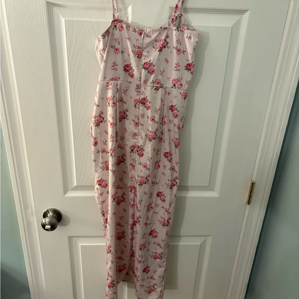 SHEIN Floral Print Drawstring Split Thigh Cami Dress - Image 3