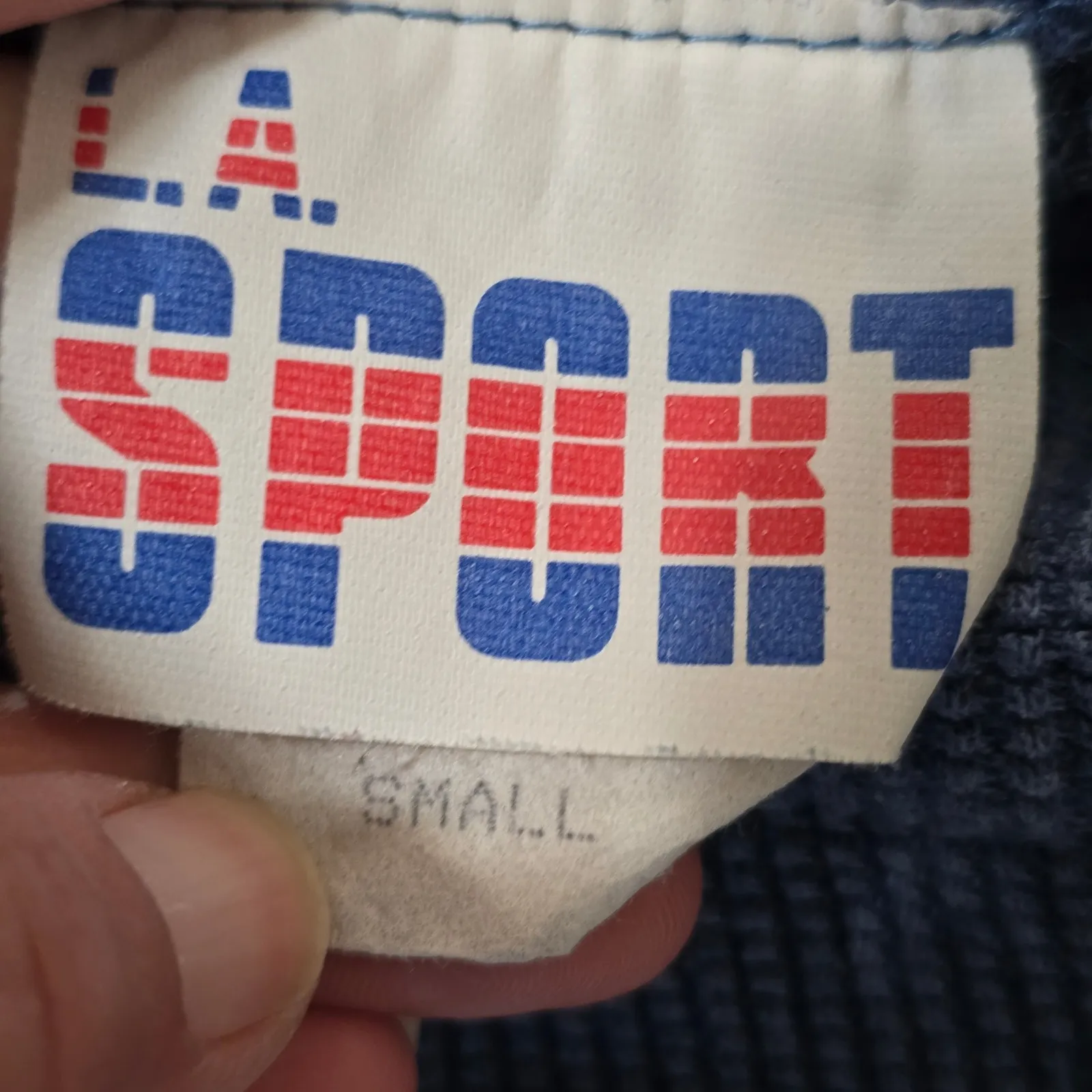 Vintage LA SPORT 90s Blue Ribbed Cap Sleeve Crop Top Size Small Hip Hop Sporty - Image 6