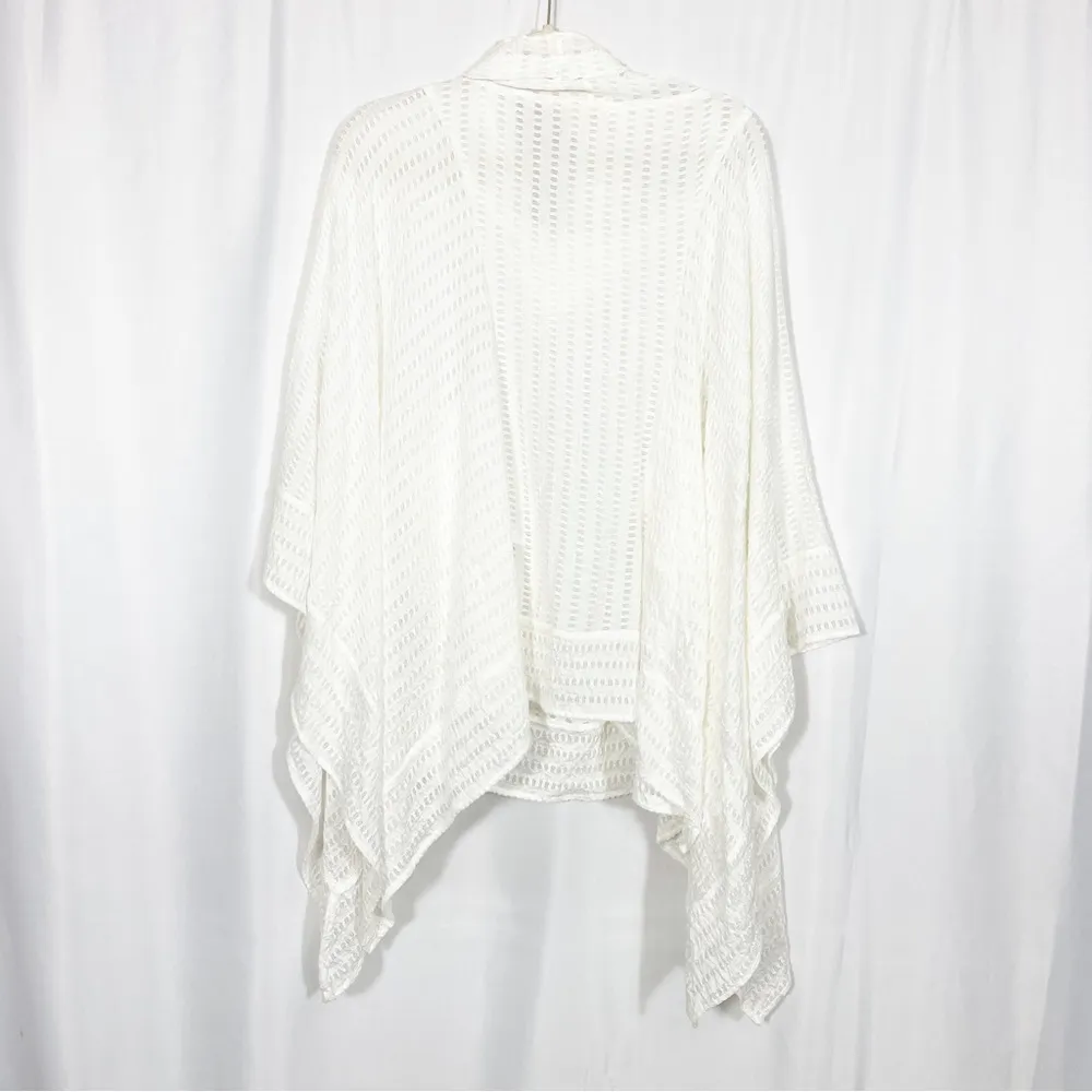 Lilka X Anthropologie White Shell Eyelet Laser Cut Beach Poncho Cape Cover Up - Image 4