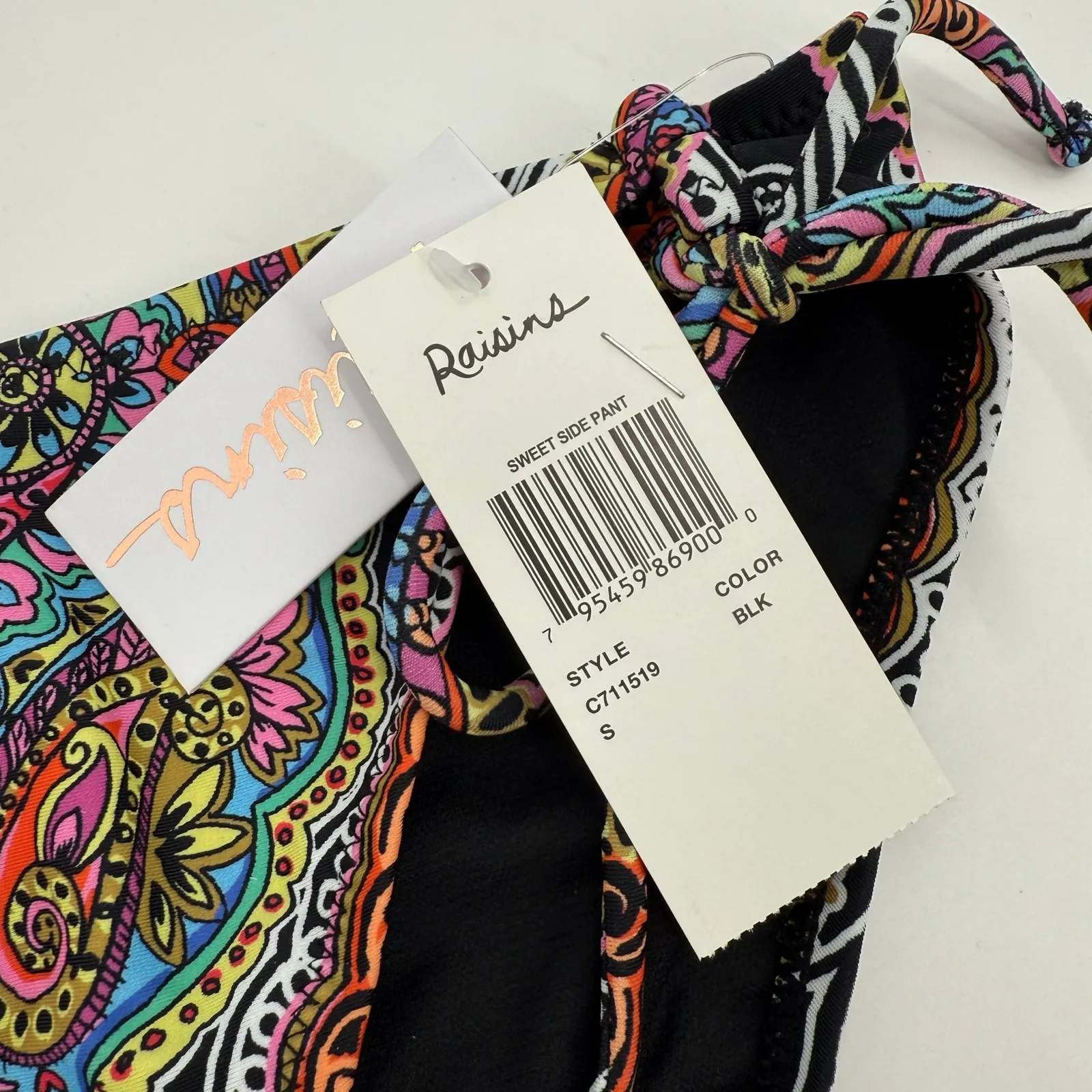 RAISINS Bikini Bottom SZ Small NWT Baja Surf Sweet Tie Side Brief Swim Black Ash - Image 5