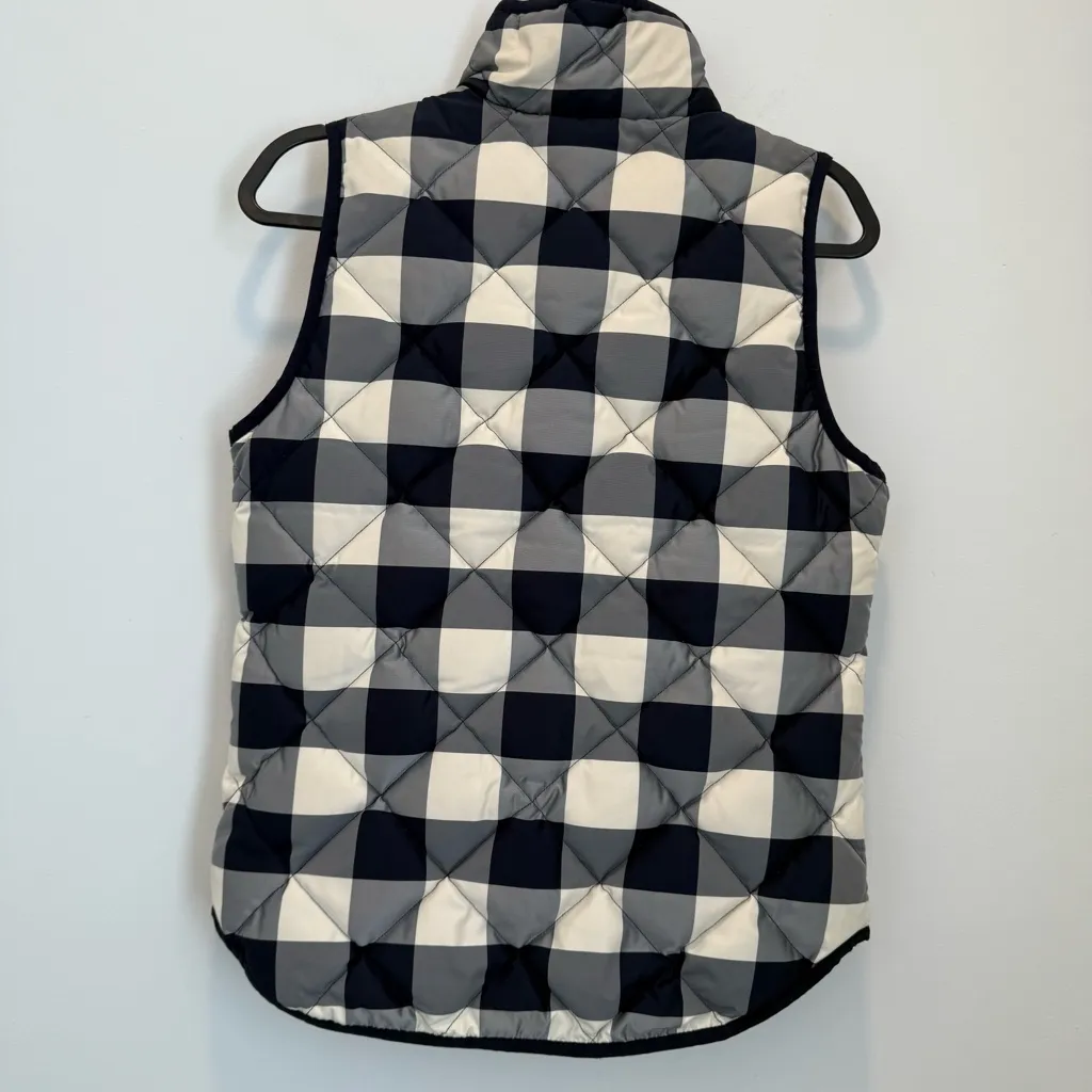 J Crew Excursion Quilted Puffer Vest Jacket Women Blue Buffalo Plaid Sz XS - Image 6