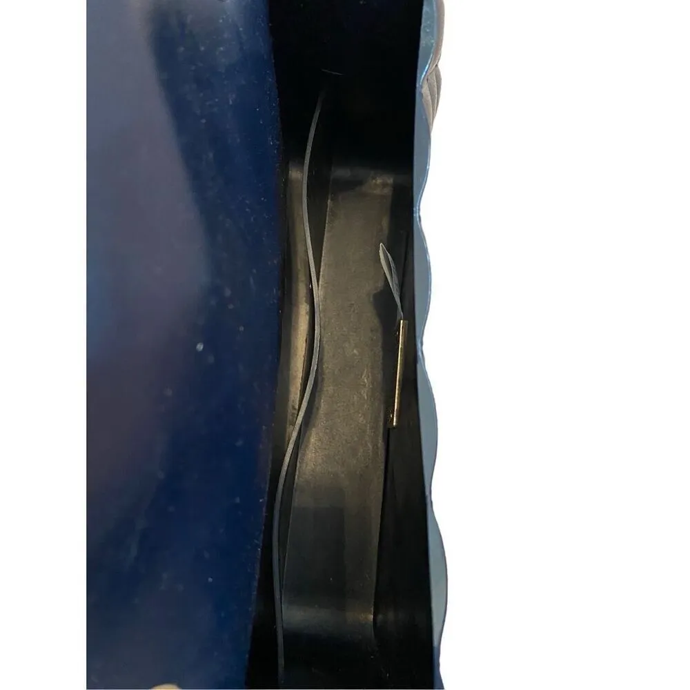 Blue Jelly Quilted Purse Shoulder Bag Turn Lock Closure Gold Tone Chain Shoulder - Image 10