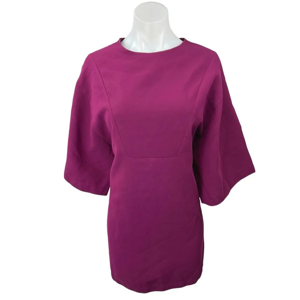 C/MEO Collective Purple Crew Neck 3/4 Dolman Sleeve Mini Sheath Dress Size M - Image 2