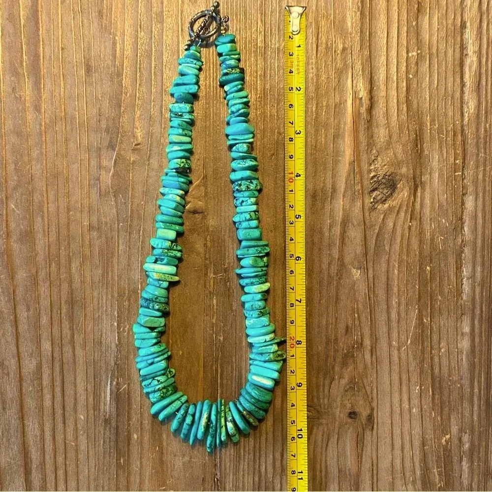 Artisan Turquoise-colored Nugget Slab Heishi Statement Necklace - Image 12