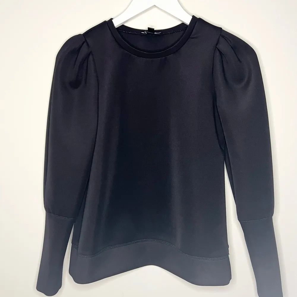 Stella & Dot Black Puff Sleeve Fitted Blouse - Image 2