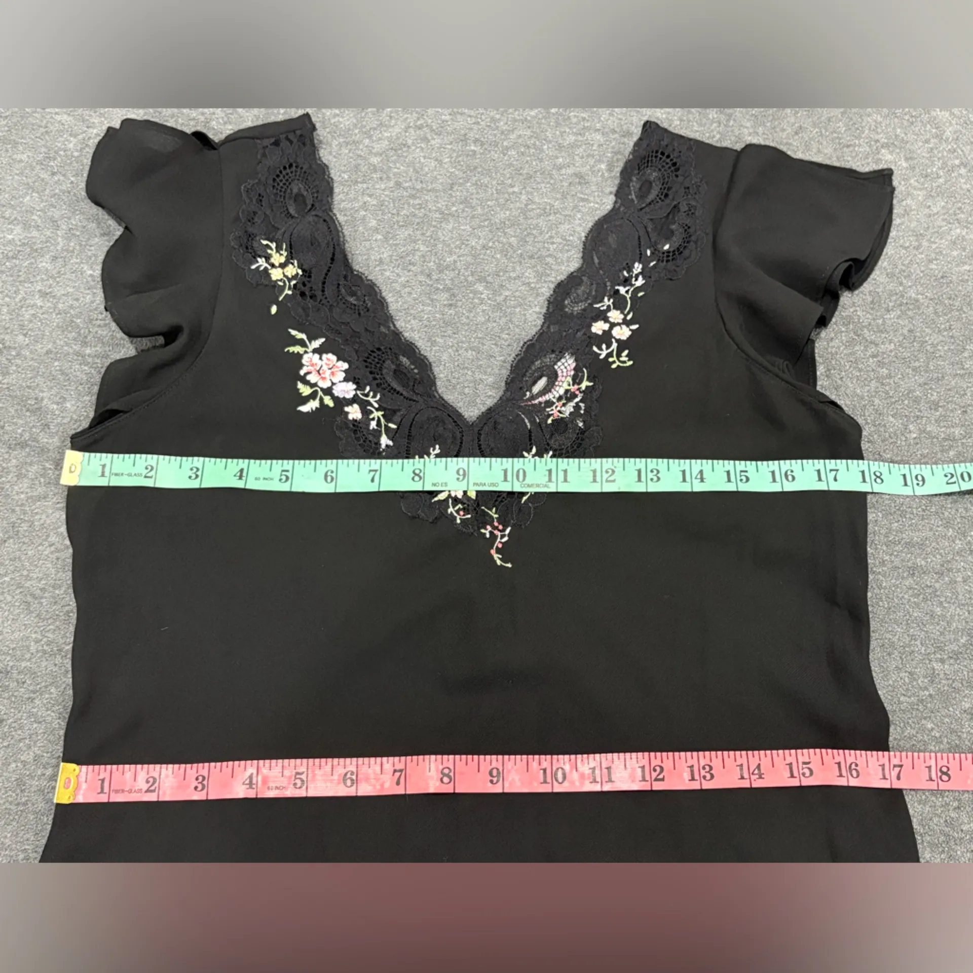 Oscar de la Renta Black Maxi Slip Dress with Floral Embroidery Size S - Image 3