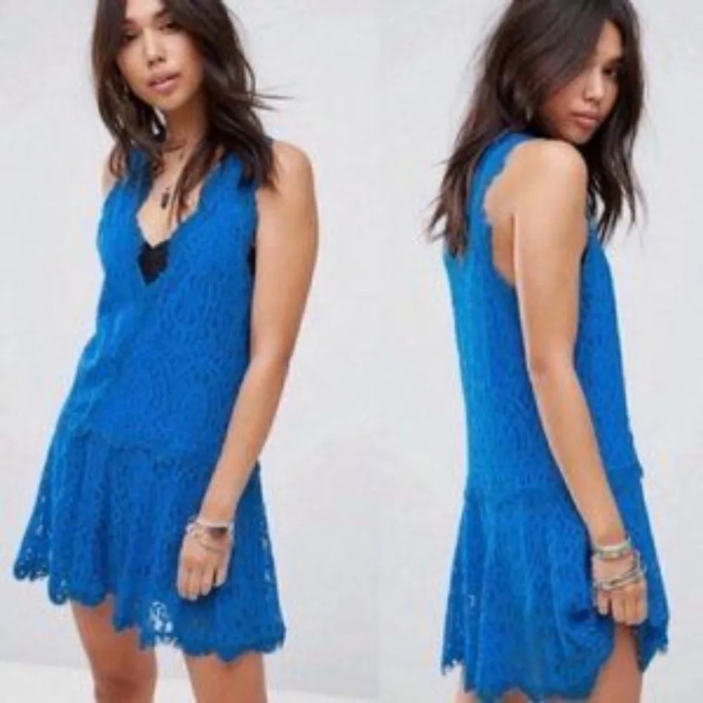 NWT Free People Blue Lace Dress XS - Image 2
