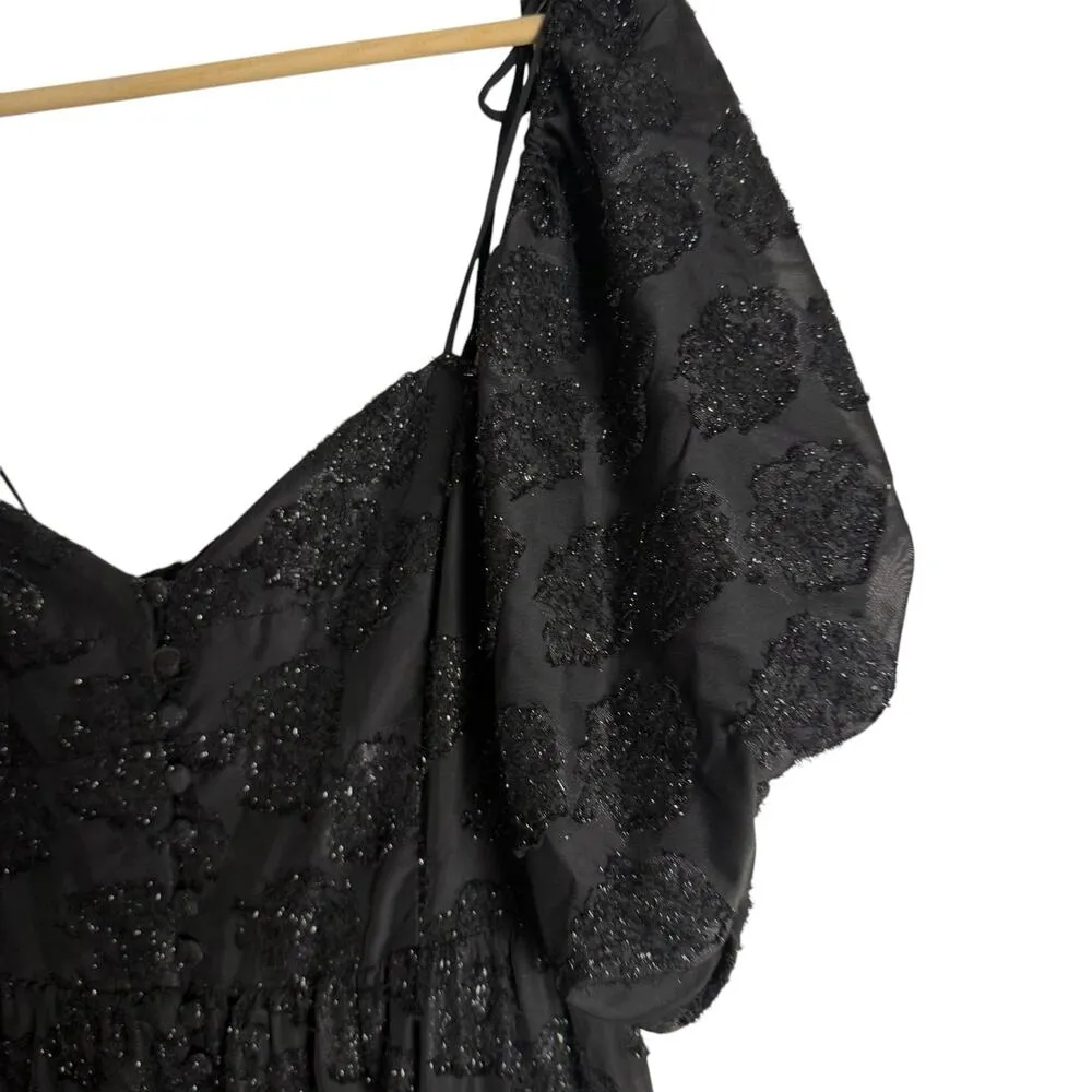 Hofmann Copenhagen Angele Black Lace Tie Strap Off Shoulder Maxi Dress Size 4 - Image 11