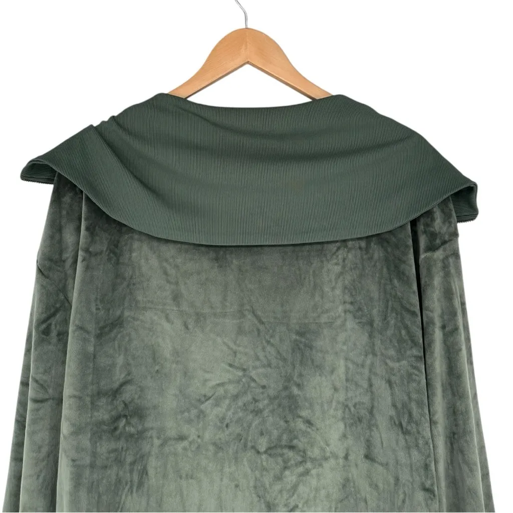 Summersalt The Plush Velour Half-Zip Pullover in Olive size Medium Long Sleeves - Image 7