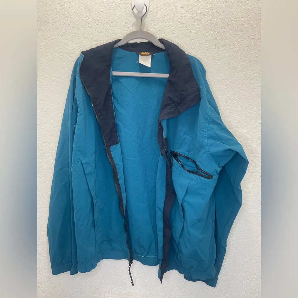REI Vintage Teal Windbreaker Jacket‎ Unisex Size XS Zippered Outdoor Gear Blue - Image 7