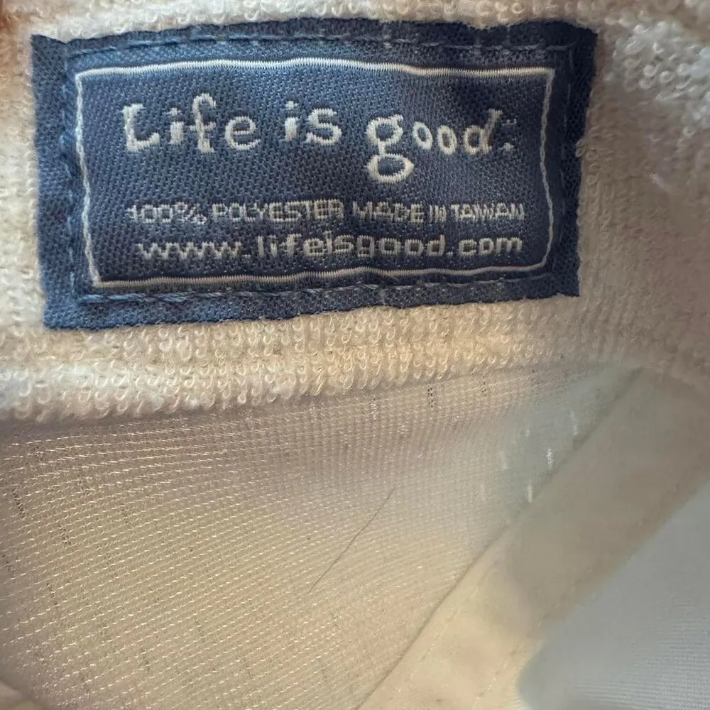 Life is Good white adjustable reflective running/cycling hat with Velcro pocket - Image 7