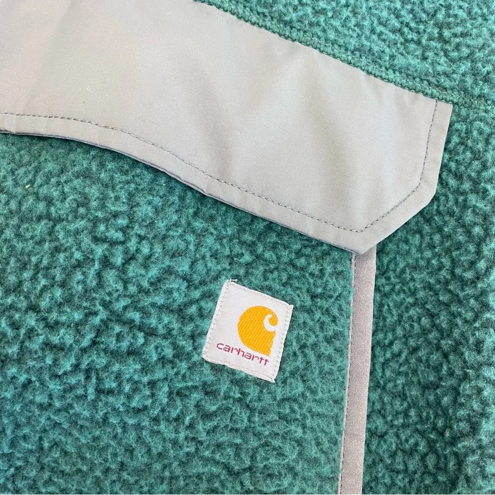 Carhartt Relaxed Fit Fleece Pullover Jacket Warmer Rating Slate Forest Green - Image 9