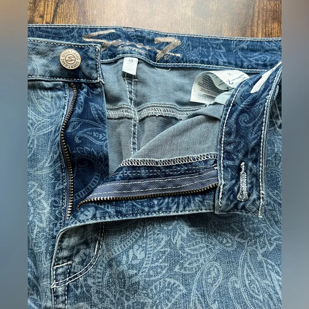 Seven7  | ladies paisley print denim skirt. Size: 16. - Image 11