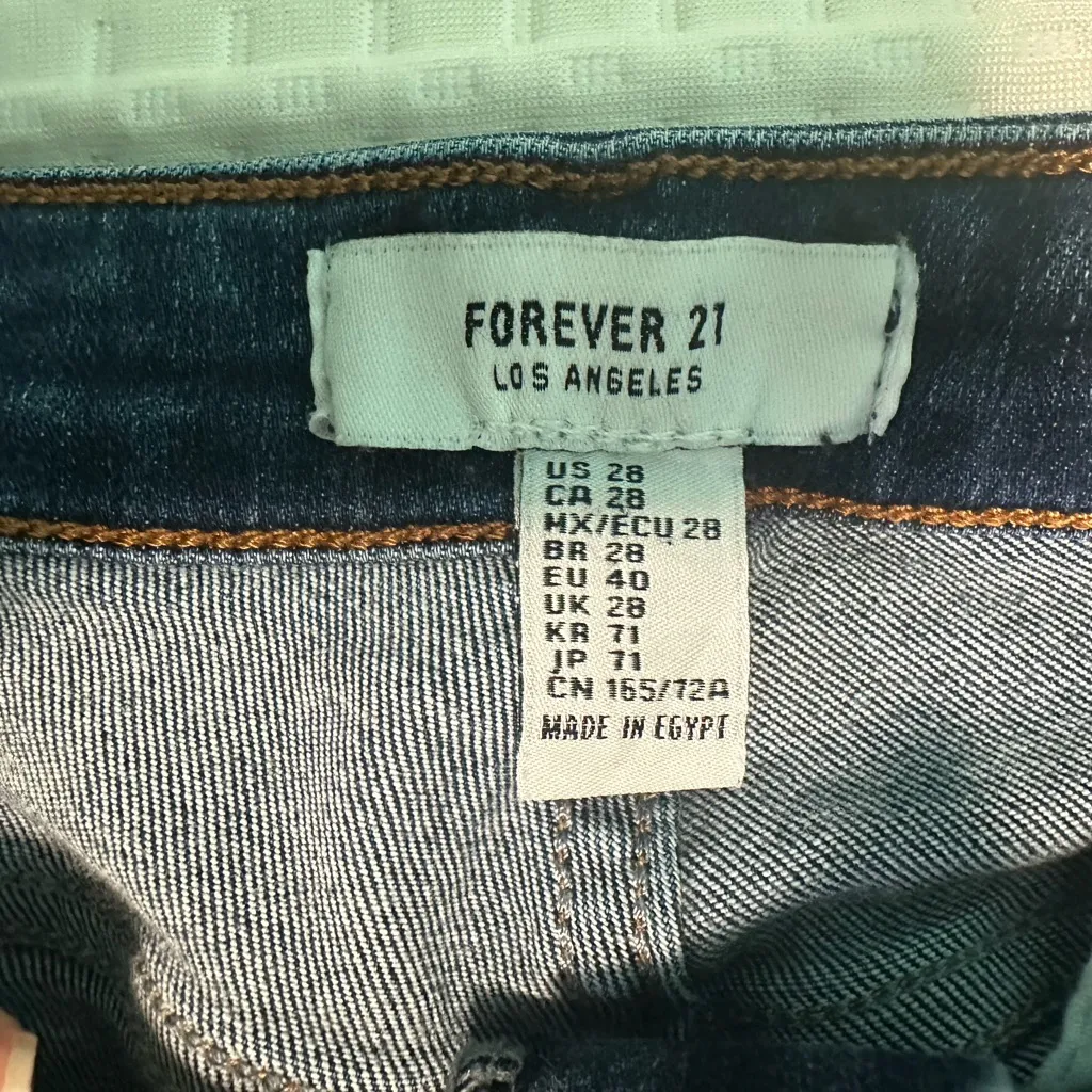 Forever 21 Dark Blue Distressed Flare Jeans - Image 5