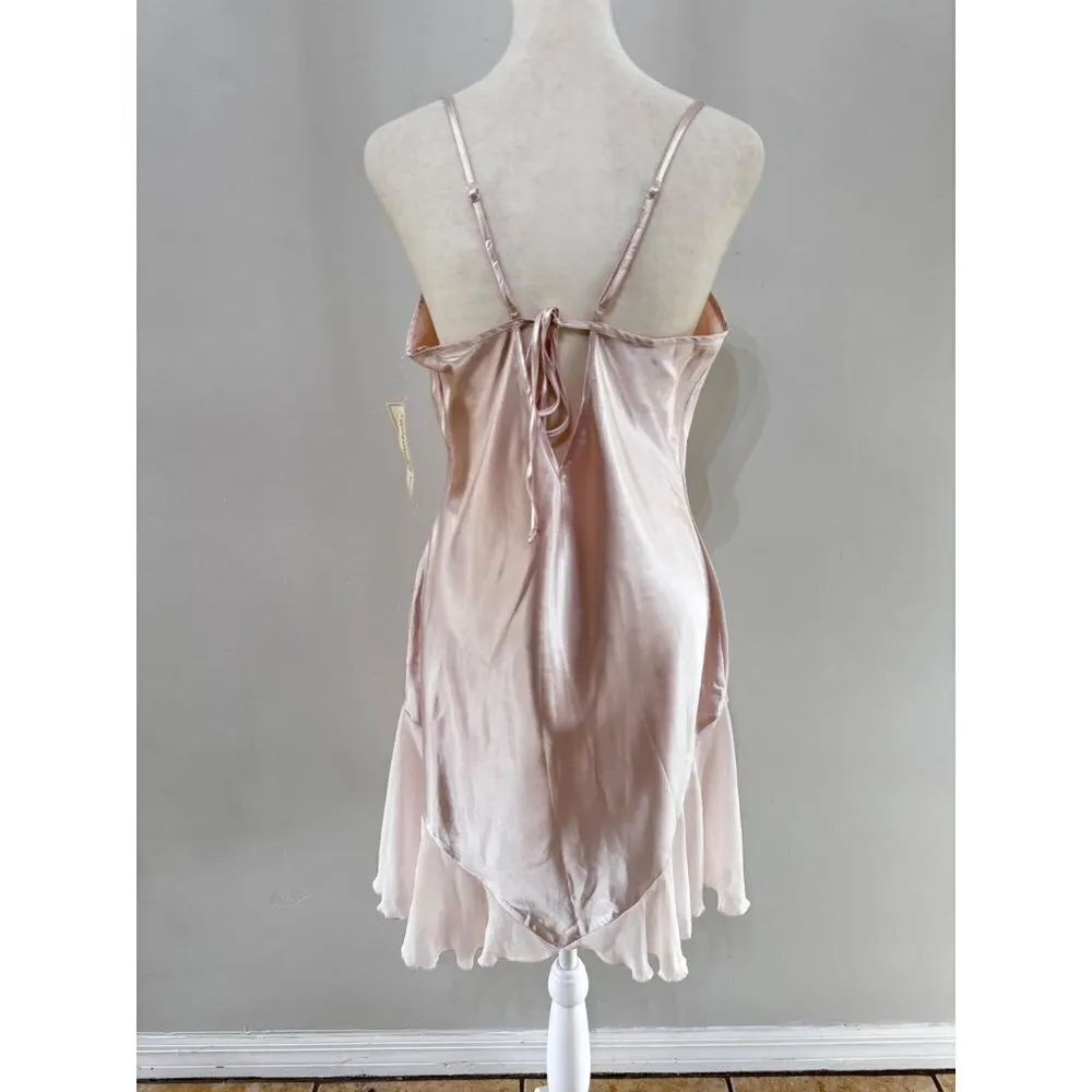 Vintage Linea Donatella Blush Pink Bridal Style Lace Chemise Nightgown medium - Image 4