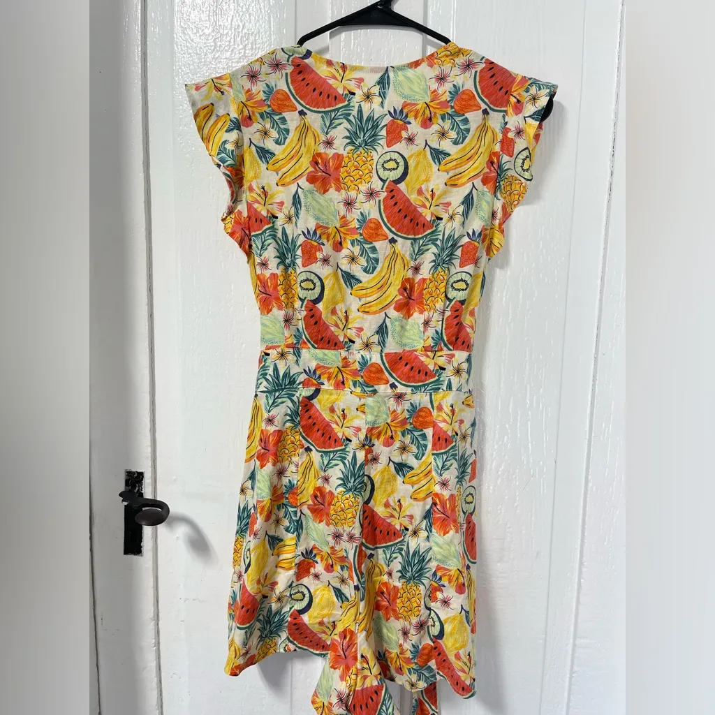 Marine Layer Camila Hemp Blend Romper Fruit Print Beachy with waist tie size XS - Image 3