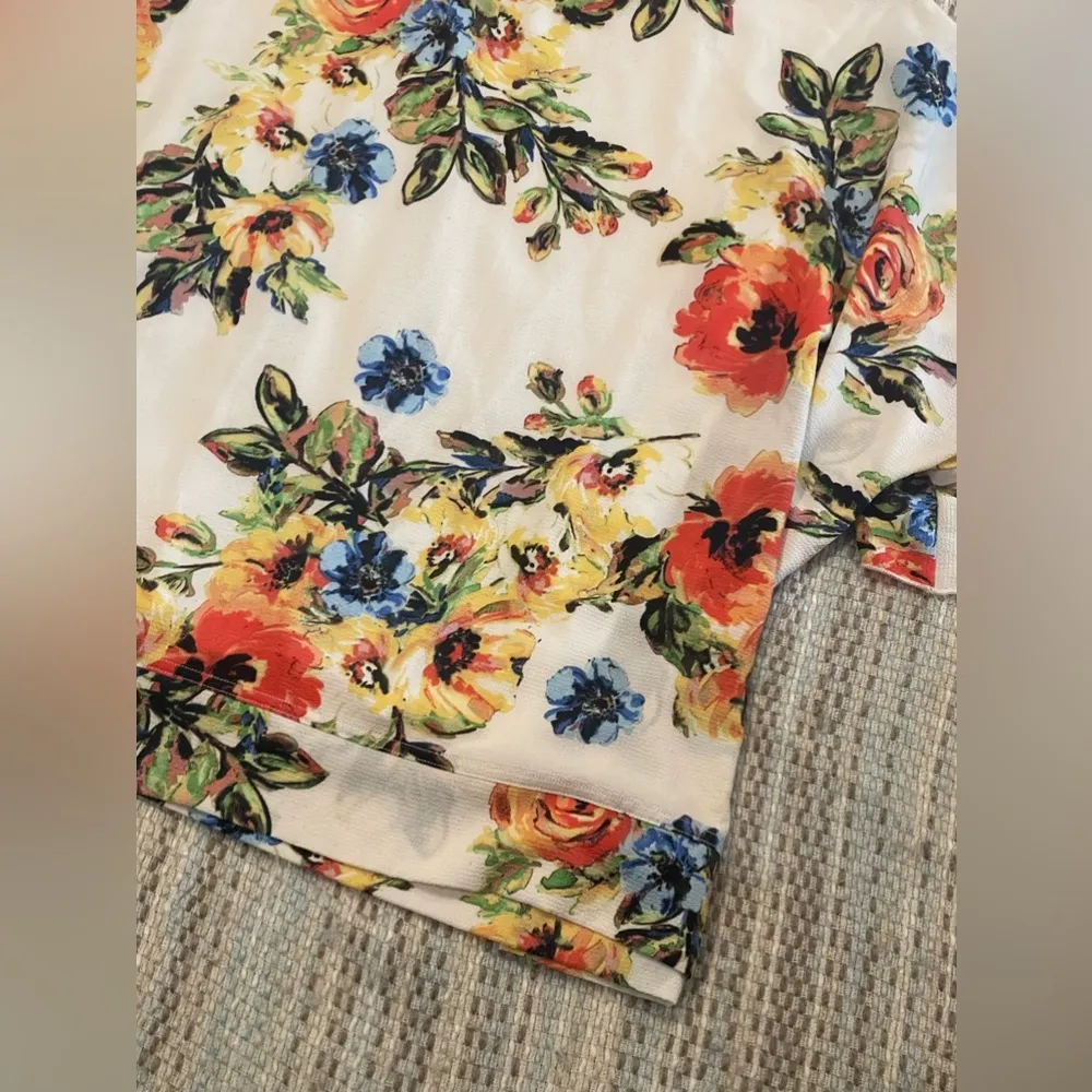 Cha Cha Vente Ladies Sz 1X Short Sleeve StretchyFloral Top Blouse Shir… Orange - Image 3