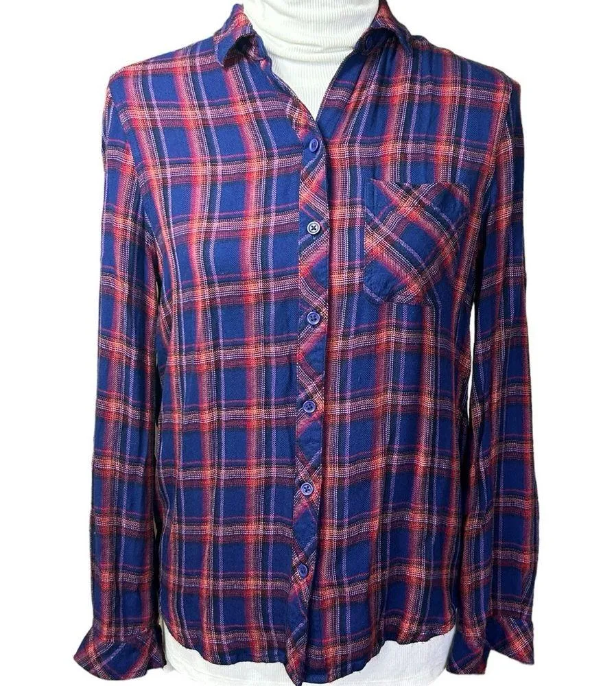 Beach Lunch Lounge Collection Plaid Flannel Charley Size Small Button Down Shirt - Image 2