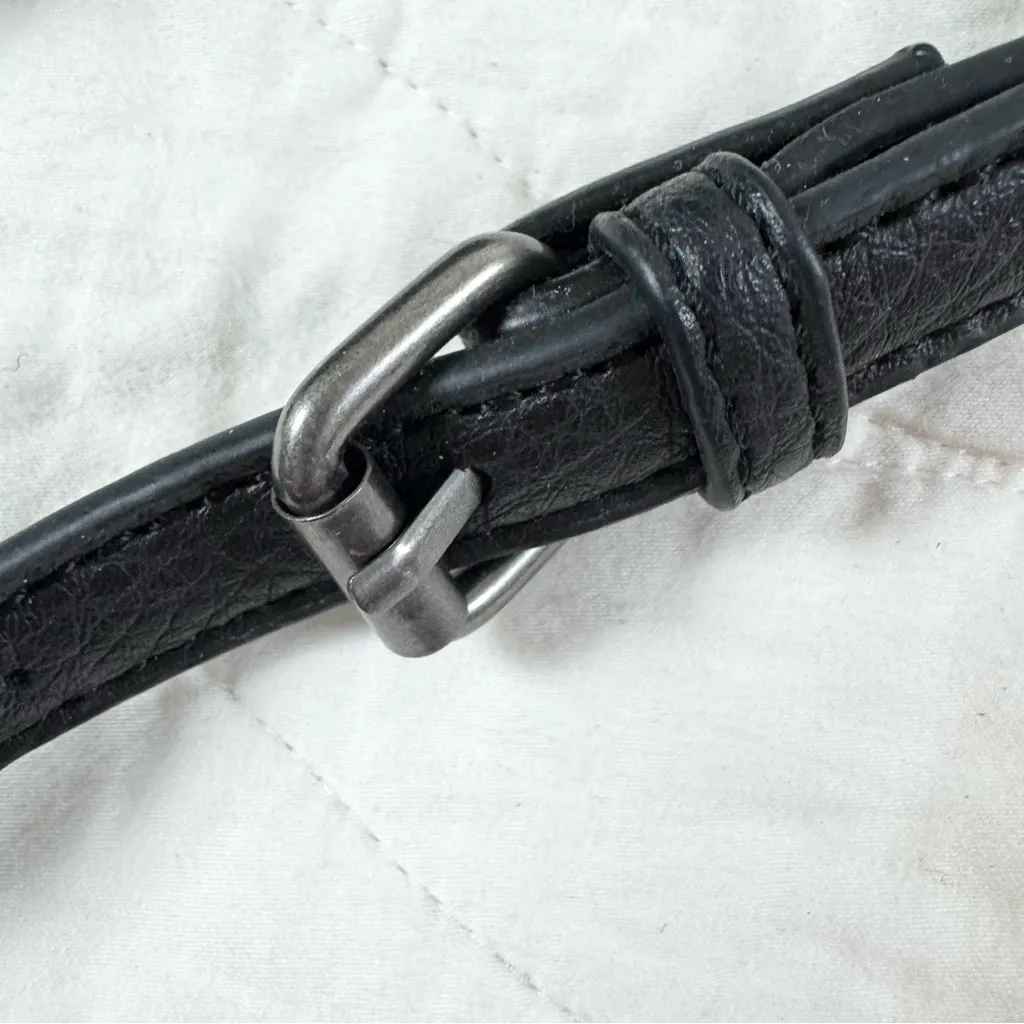 American Eagle Boho Faux Leather Crossbody Saddle Bag Purse Tassel Fringe Black - Image 5