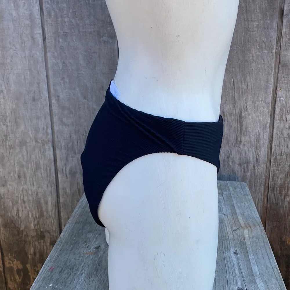 New JCrew Black Ribbed High Rise Swim Bottom Style BE808 New With Tags Women's S - Image 6