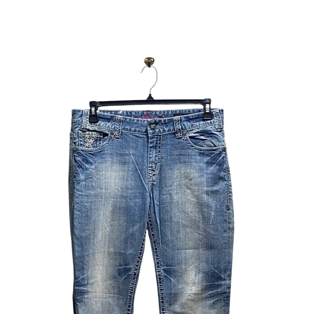 Rock & Roll Cowgirl Boyfriend Fit Cropped Jeans Blue Size 28 Y2K - Image 8