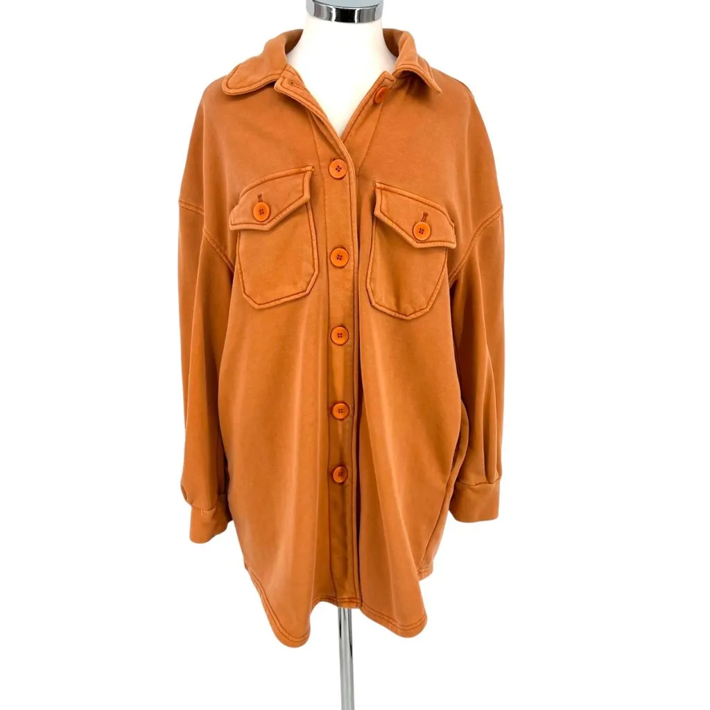 Avec Les Filles Shirt Jacket Shacket Button Down Coat Orange Size Large - Image 2