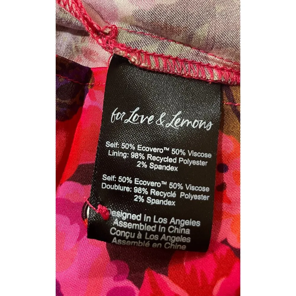 For Love & Lemons Lauren Long Sleeve Mini Dress Red Pink Florals Size XS NWT - Image 14