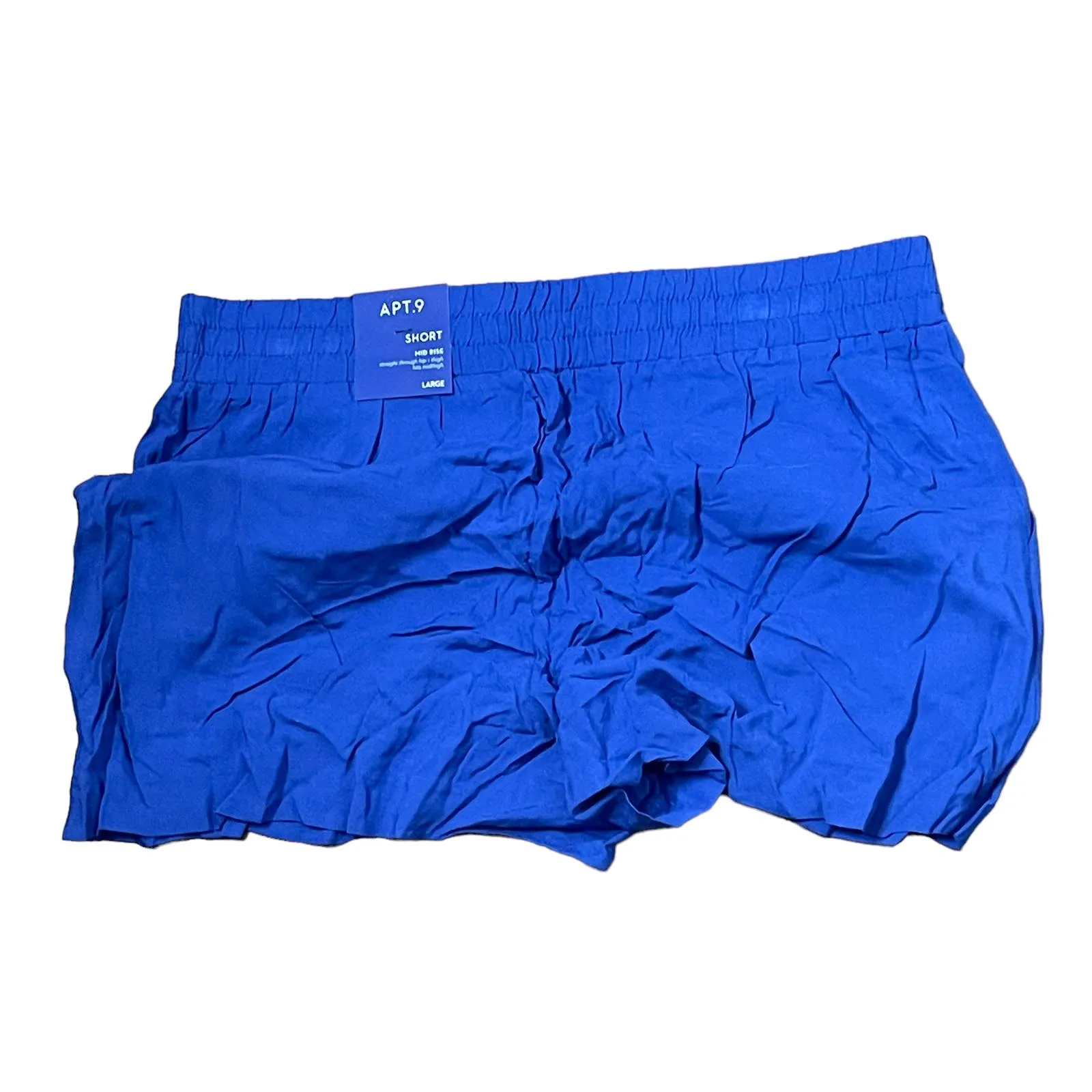 APT.9 Mid-Rise Solid Blue Pull On Casual Shorts Flat Front Women Large‎ NWT - Image 8