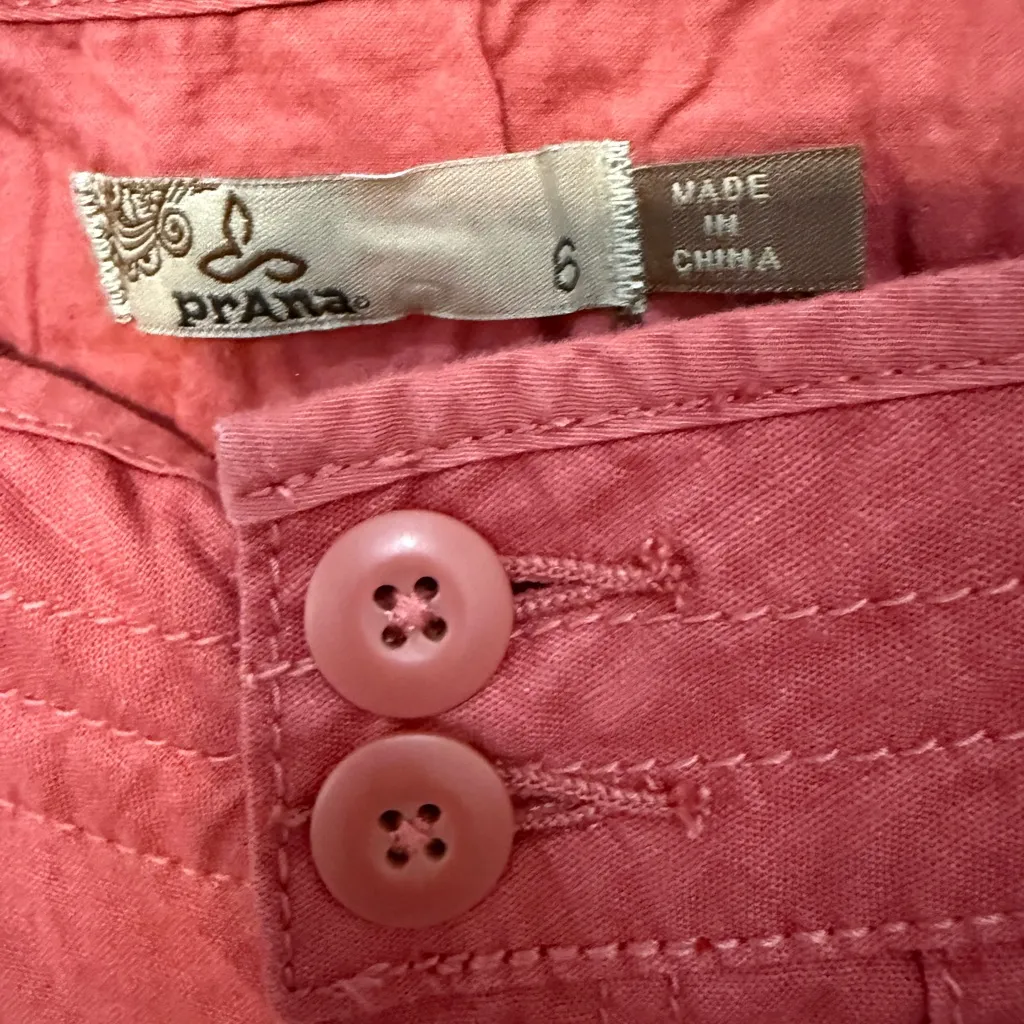 Prana Kelly Knicker Walking Shorts Size 6 Orange-Red Bermuda Utility Linen Blend - Image 4