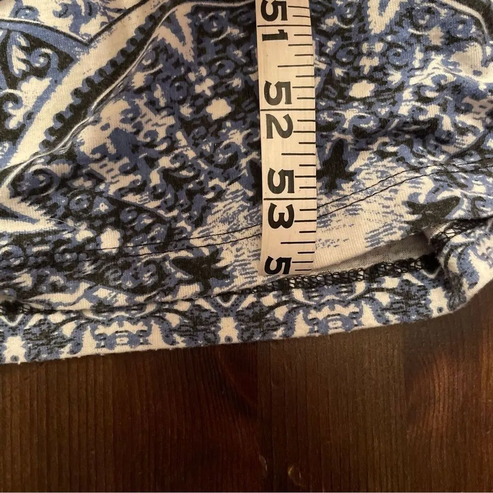 Sonoma Life + Style XL Sleeveless Boho Print Tank Dress Blue White Stretch - Image 8