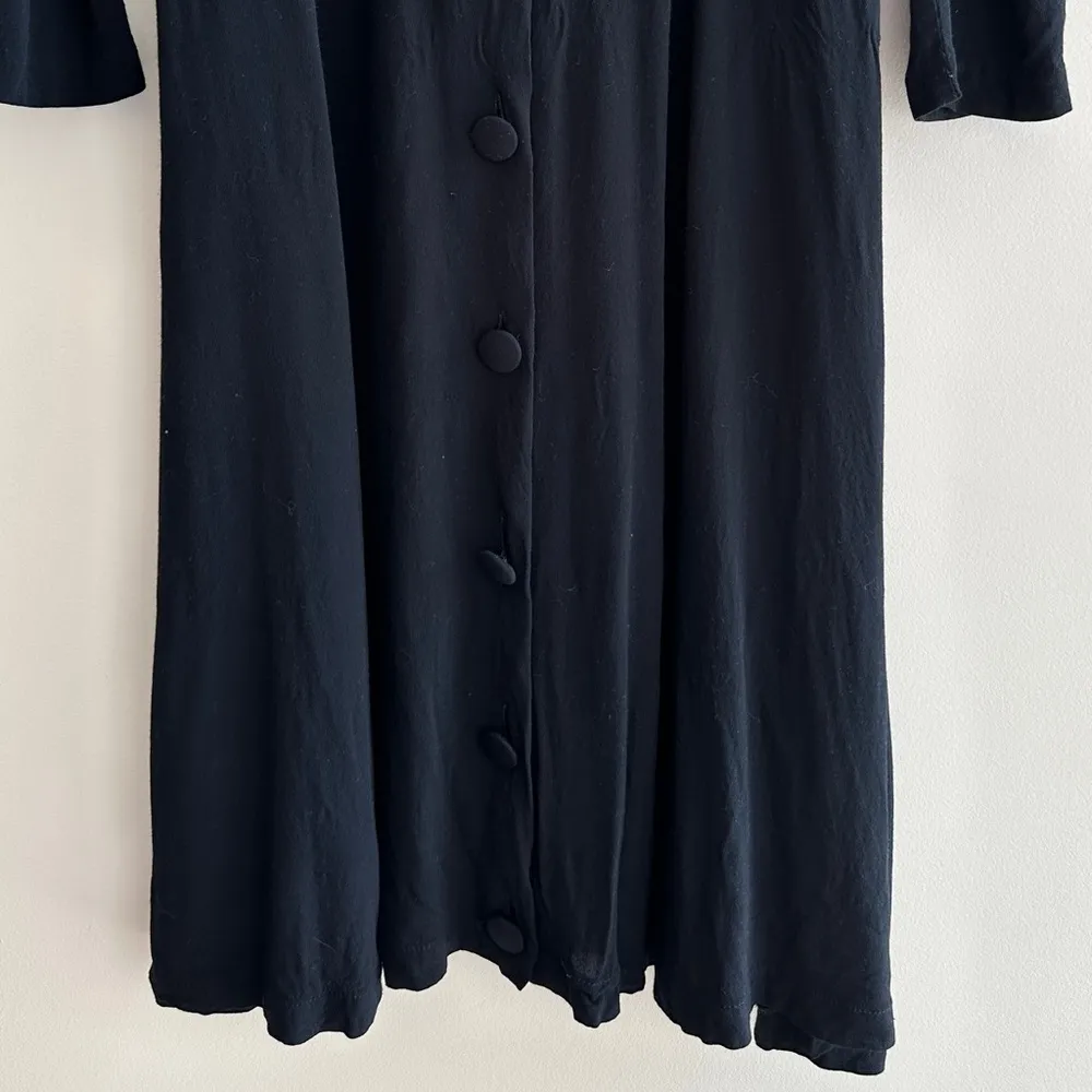 karin stevens Vintage Black Long Sleeve Dress Pearl Embroidery Accents, Size 16 - Image 4