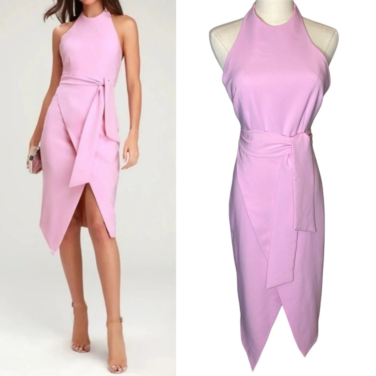 Finders Keepers Essie Tie-Front Halter Dress‎ in "Mauve" Pink size XS - Image 2
