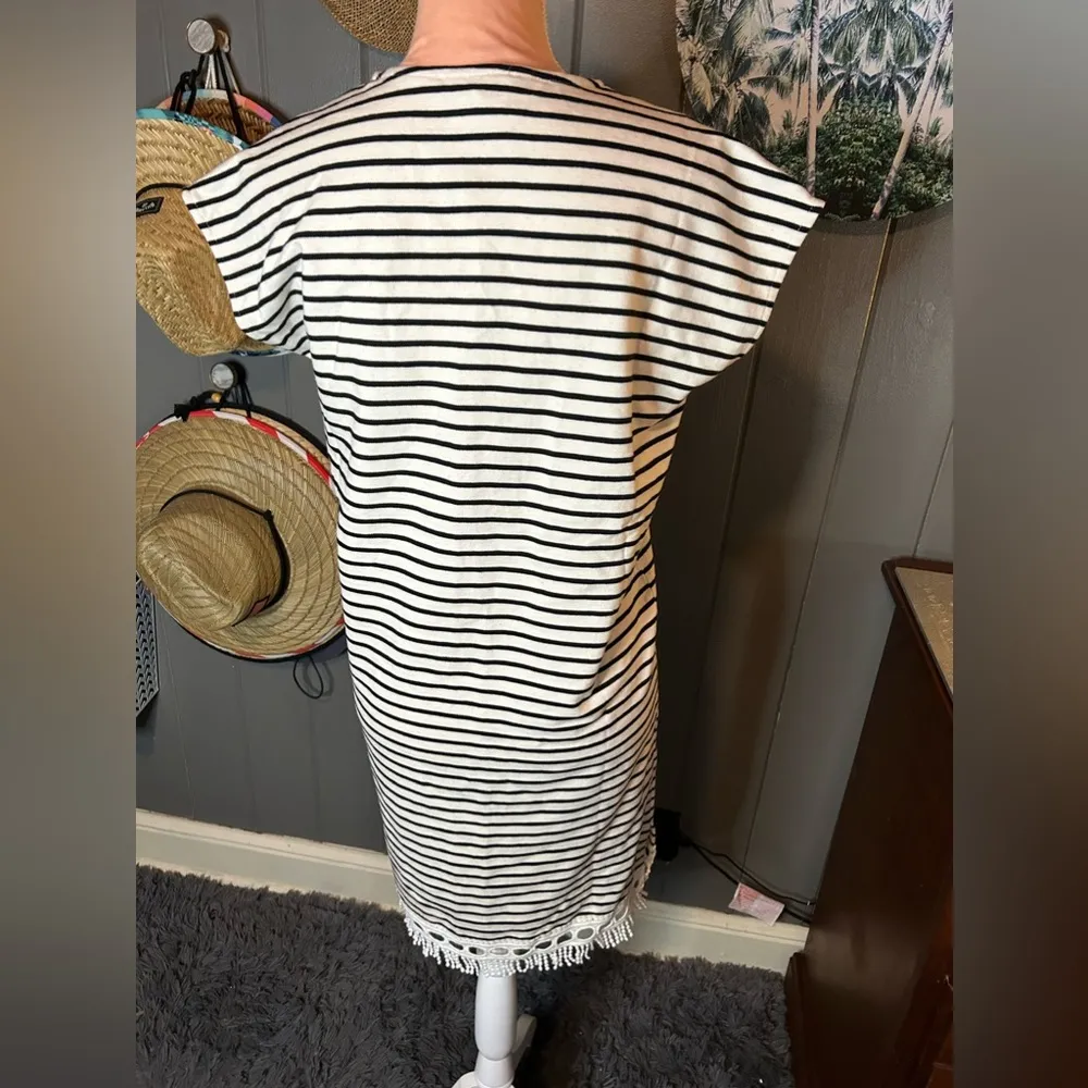 THML Cream W/ Navy Stripes Beach Coverup Small - Image 6