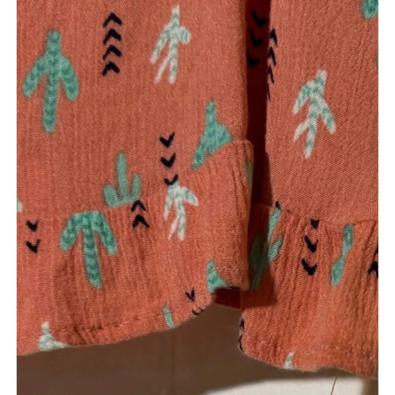 Crescent Tank Boho Cactus Print Ruffle Hem Orange Medium 5 FOR $25 💵 💲 - Image 5