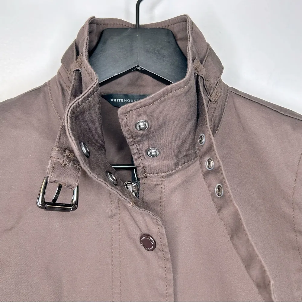 White House Black Market Brown Zip Front Military Jacket Size 0 NWT - Image 4