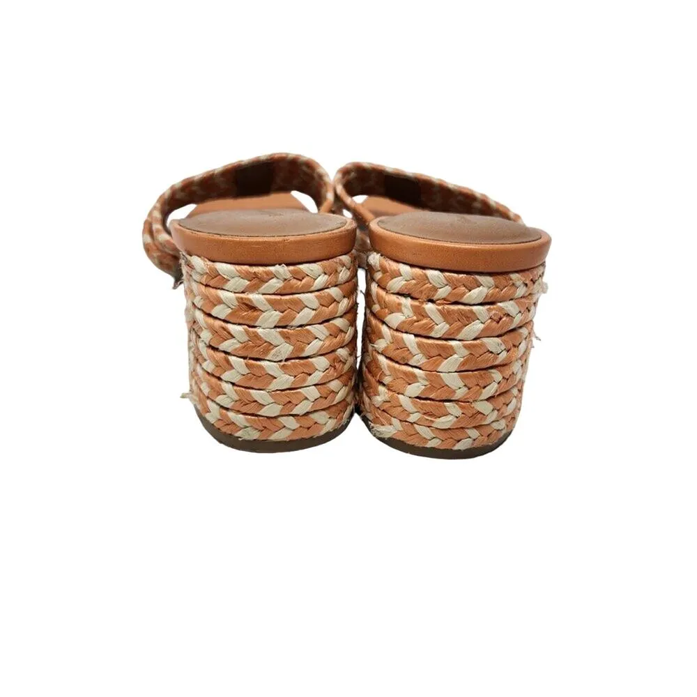 Universal Thread Woven Straw Orange Raffia Square Toe Mule Slide Sandal Size 8.5 - Image 5
