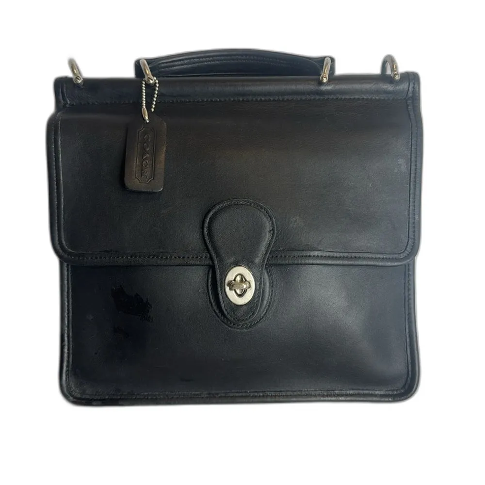 Vtg Coach Willis Handbag Black Leather Crossbody Turnlock Closure 9927 old money - Image 2