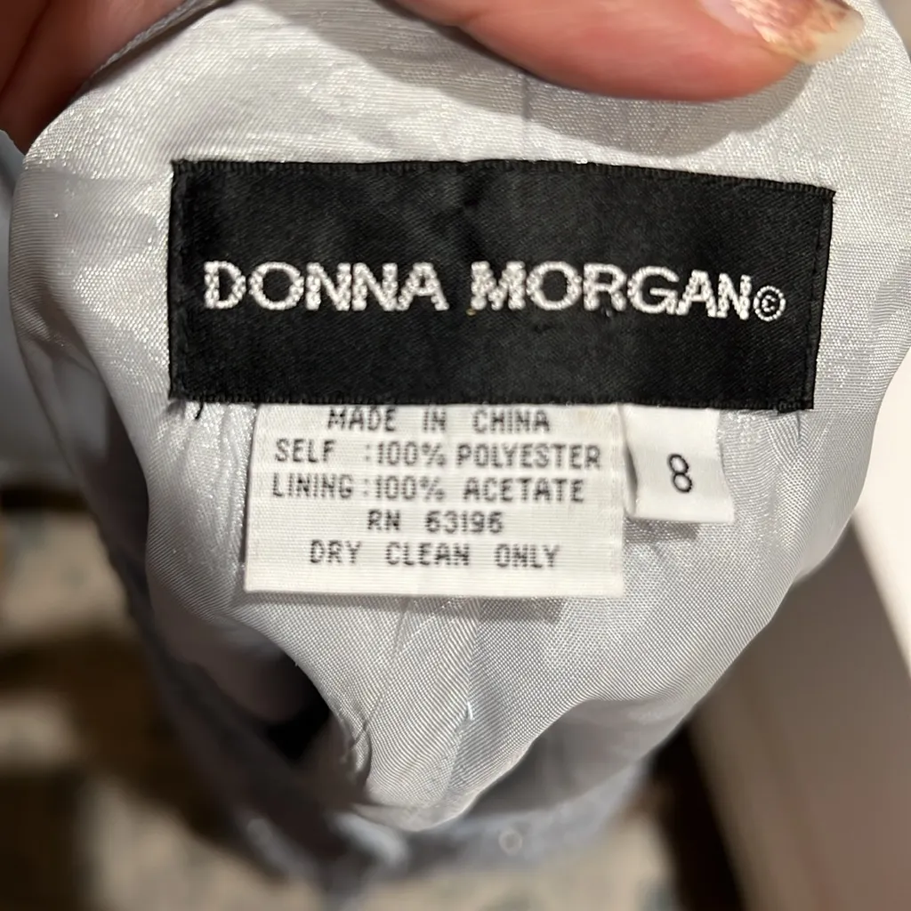 DONNA MORGAN Blue 2pc Maxi Cocktail Suit/Wedding Embellished Size 8 - Image 13