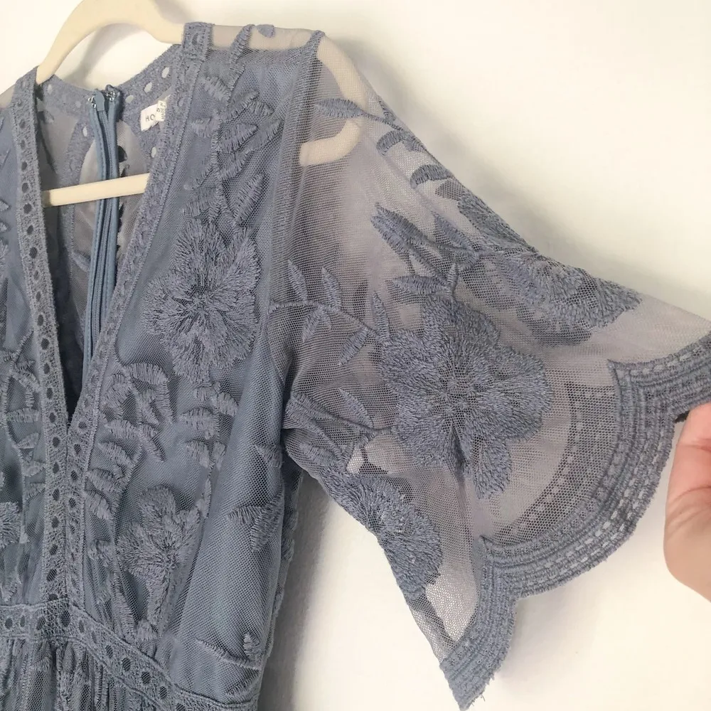 Honey Punch  Romper Boho Lace Romper Blue - Image 4