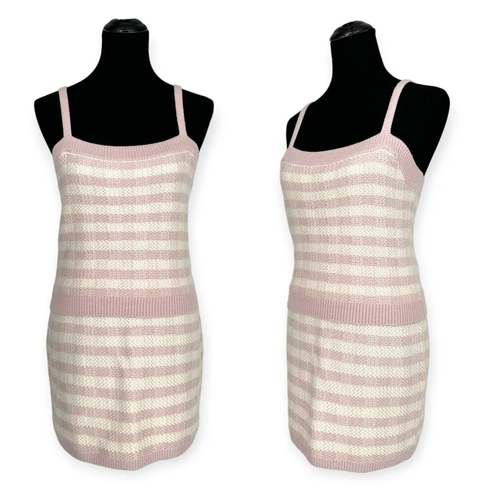 Aqua | Medium | Lavender Ash Gingham Knit Sleeveless Tank Top and Mini Skirt Set - Image 2