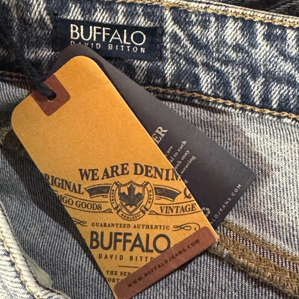 Buffalo David Bitton SZ 30 Jayden Hi-Rise Straight Jeans Distressed Zip-Fly Blue - Image 8