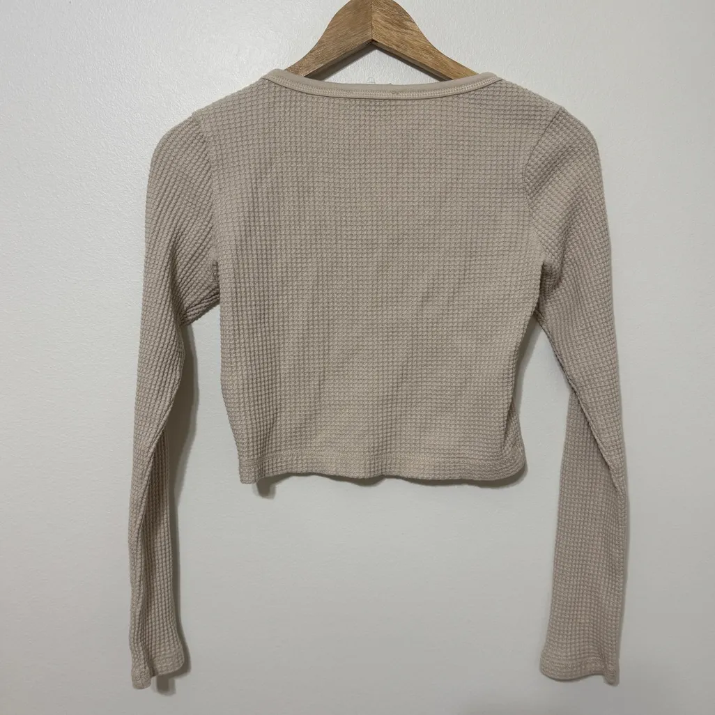 Madewell MWL Waffle Knit Long Sleeve Top Size Small Cream Neutral Fall NG987 - Image 5