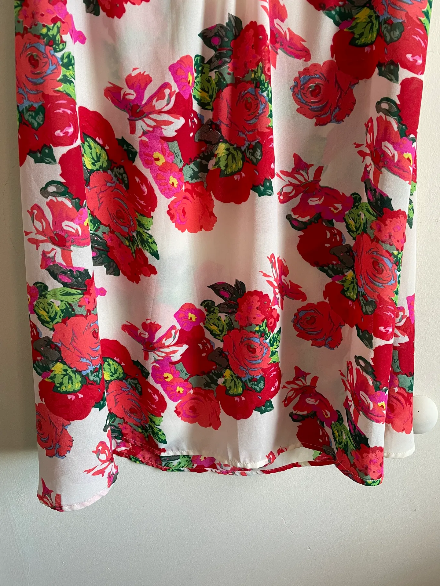 Umgee Nightgown Red Pink Floral Print Lace Detail Size Small - Image 7