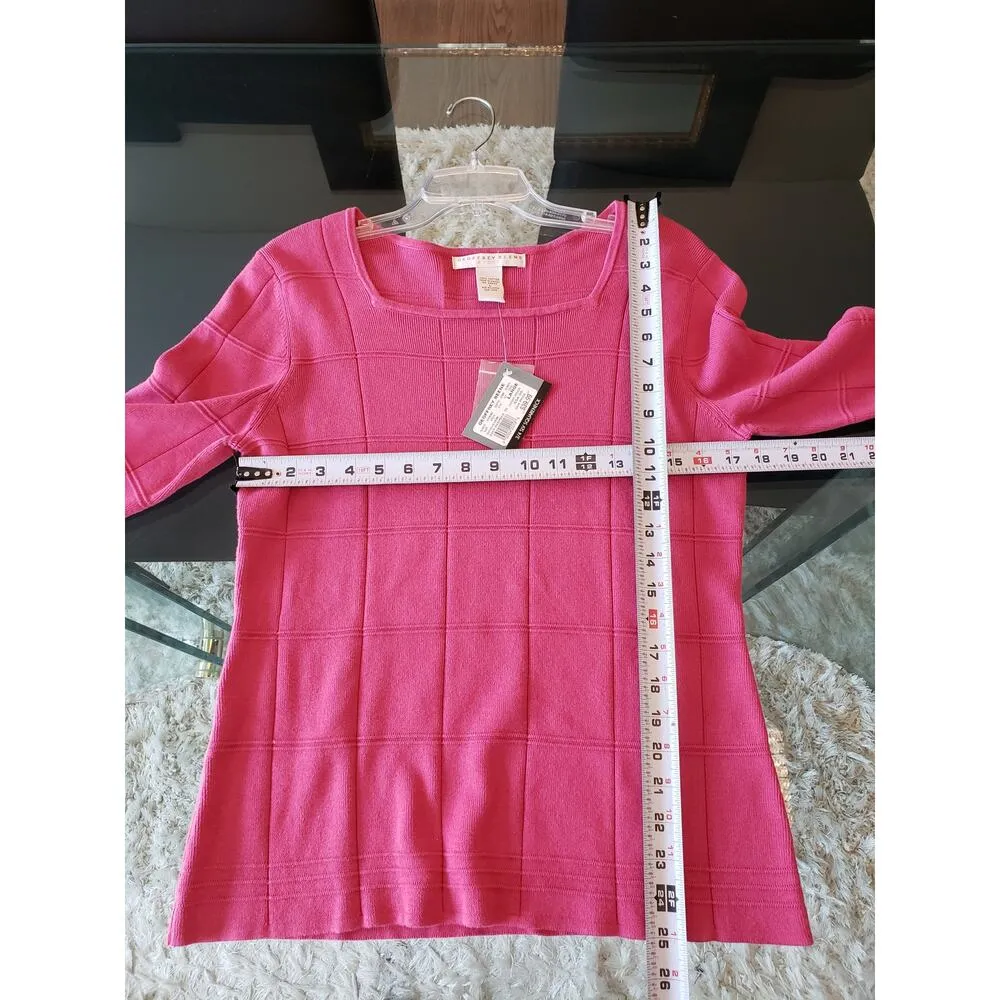 Geoffrey Beene Sweater Womens Size L Pink Casual 3/4 Sleeve Square Neck Pullover - Image 8