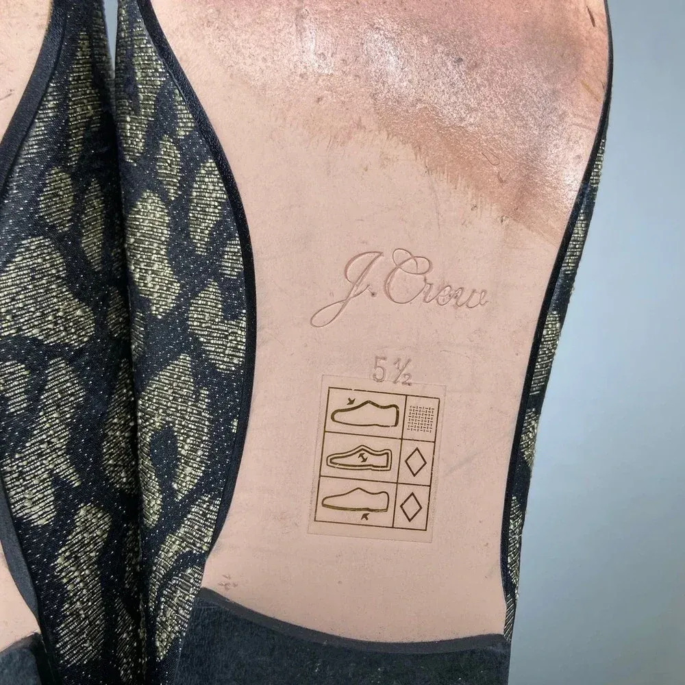 J.Crew | Womans Flats‎ Cheetah Gold 5.5 Slip On Black - Image 4